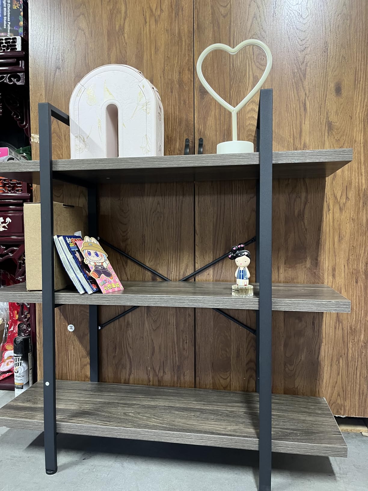 Heavy Duty 5 Tier Industrial Bookcase for Home Office, Rustic Brown customer photo 2