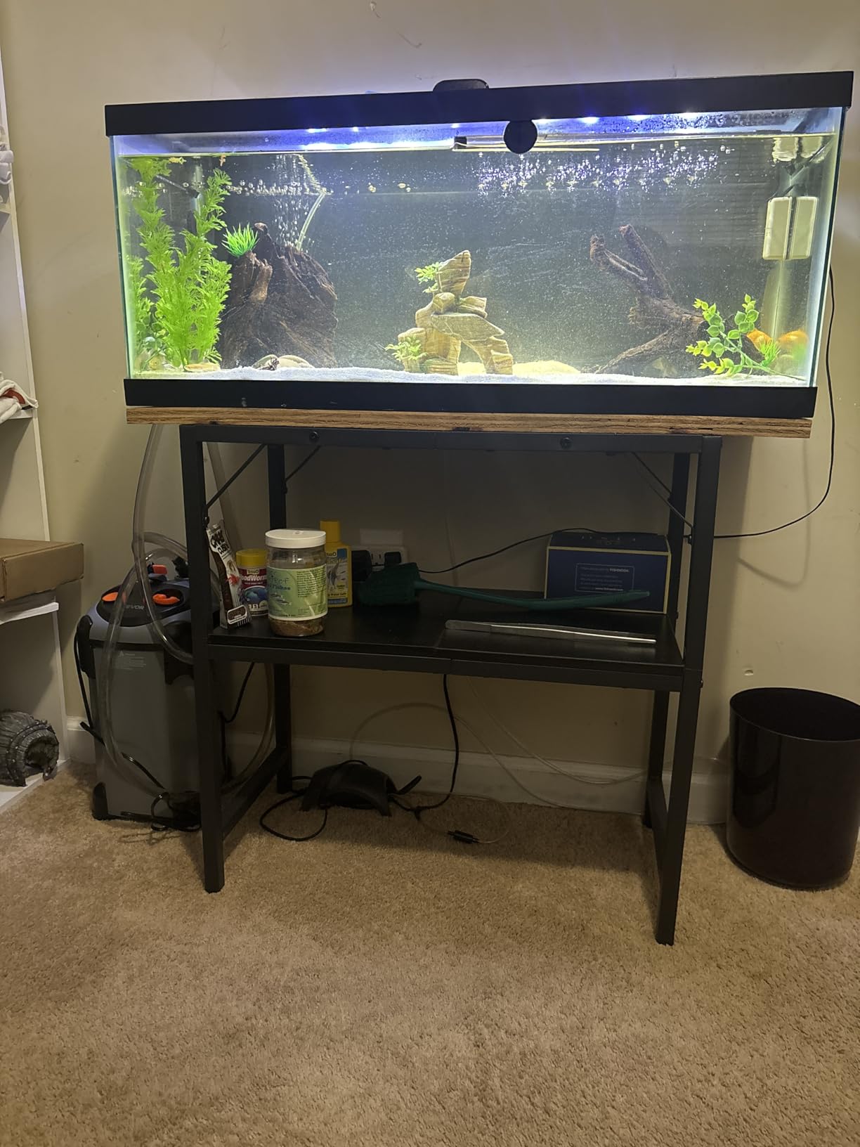 MAHANCRIS 40-50 Gallon Fish Tank Stand, Aquarium Stand with 2-Tier Storage Shelves, Heavy Duty Breeder Turtle Terrarium Stand Rack for Home Office, 36.2