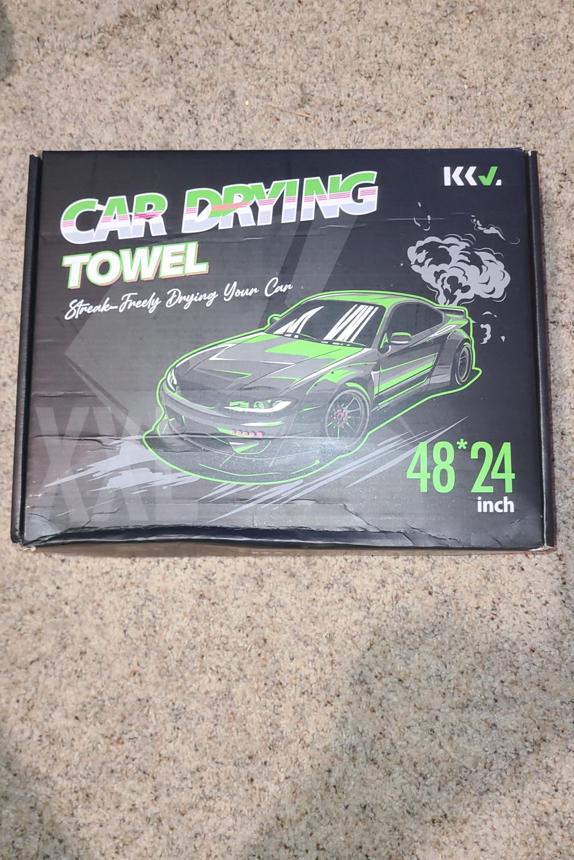 KKV Full-Sized SUV Drying Towel, 48”x24” Dual Sided Microfiber Car Cleaning Towel with Twisting Yarn Technique, 1400GSM Super Absorbent, Scratch-Free, Machine Washable (Darkgray-GreenYellow) customer photo 2