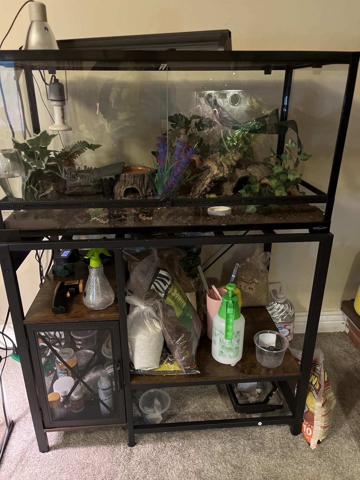 MAHANCRIS 40-50 Gallon Fish Tank Stand, Aquarium Stand with Power Outlet and Storage Cabinet, Heavy Duty Tank Stand Suitable for Turtle Tank, Reptile Terrarium, for Home Office, Black FTBK50E01 customer photo 2