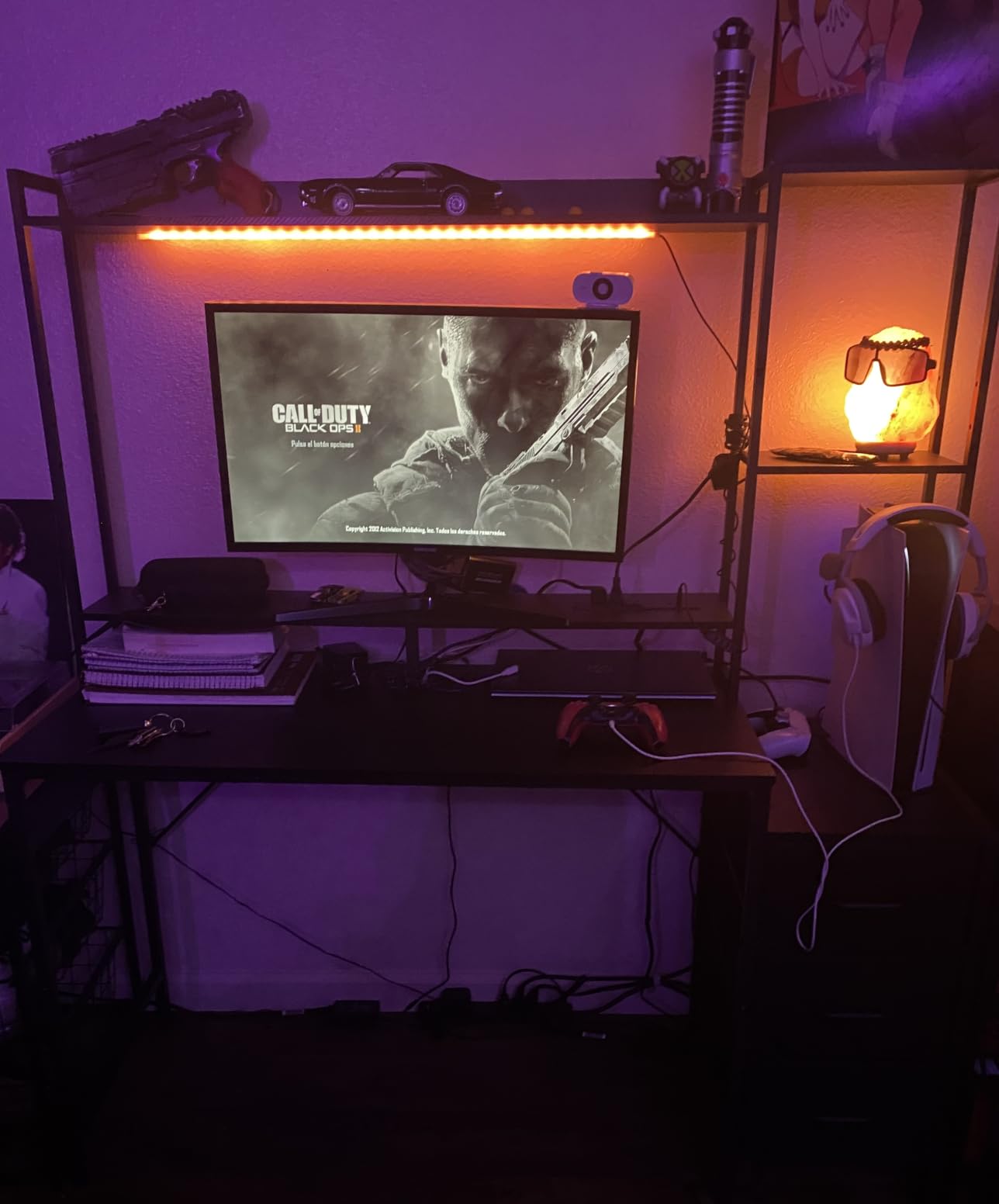 Casaottima 48 Inch Gaming Desk with Shelves & 3 Drawers & LED Light & Hutch customer photo 2