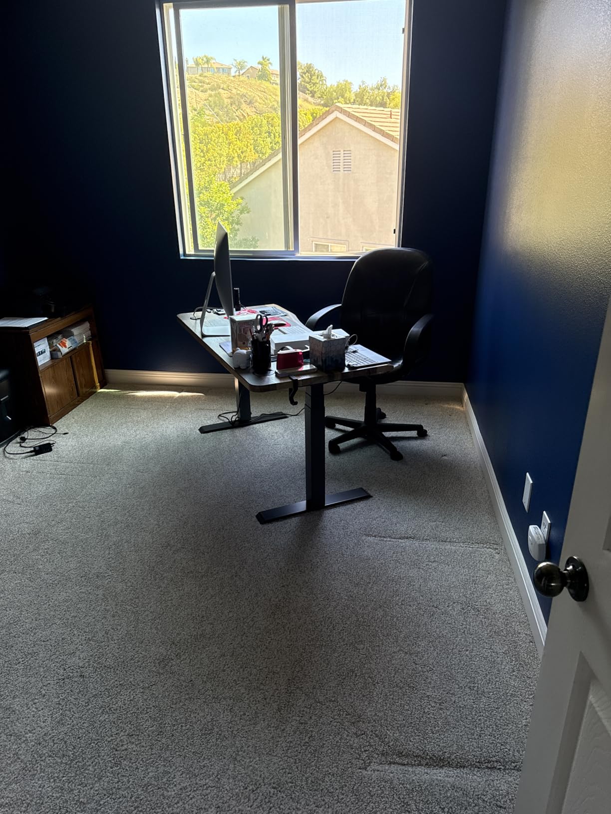 Vari Ergo Electric Standing Desk – 54x26 – Light Wood/White customer photo 2