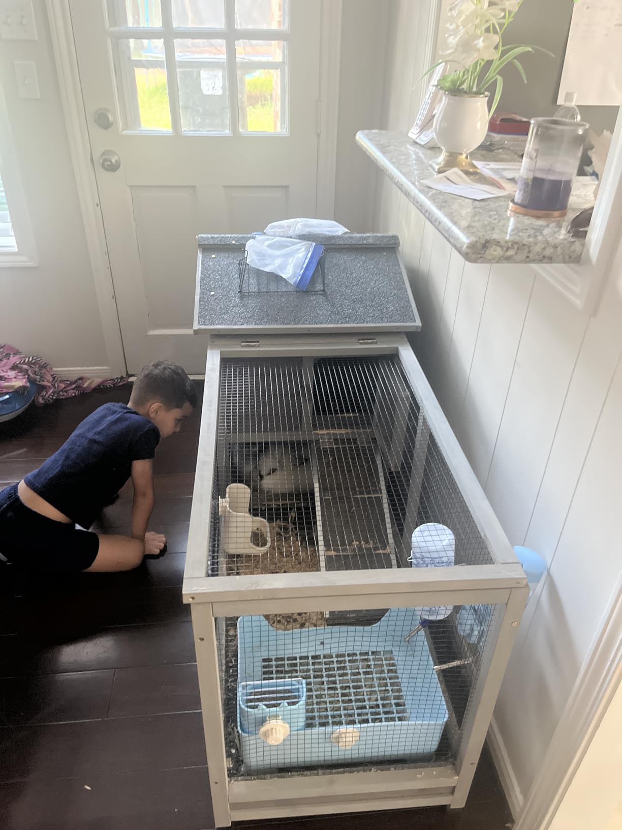 GUTINNEEN 2-Story Rabbit Hutch with Chew-Proof Full Metal Frame for Indoor/Outdoor - 62