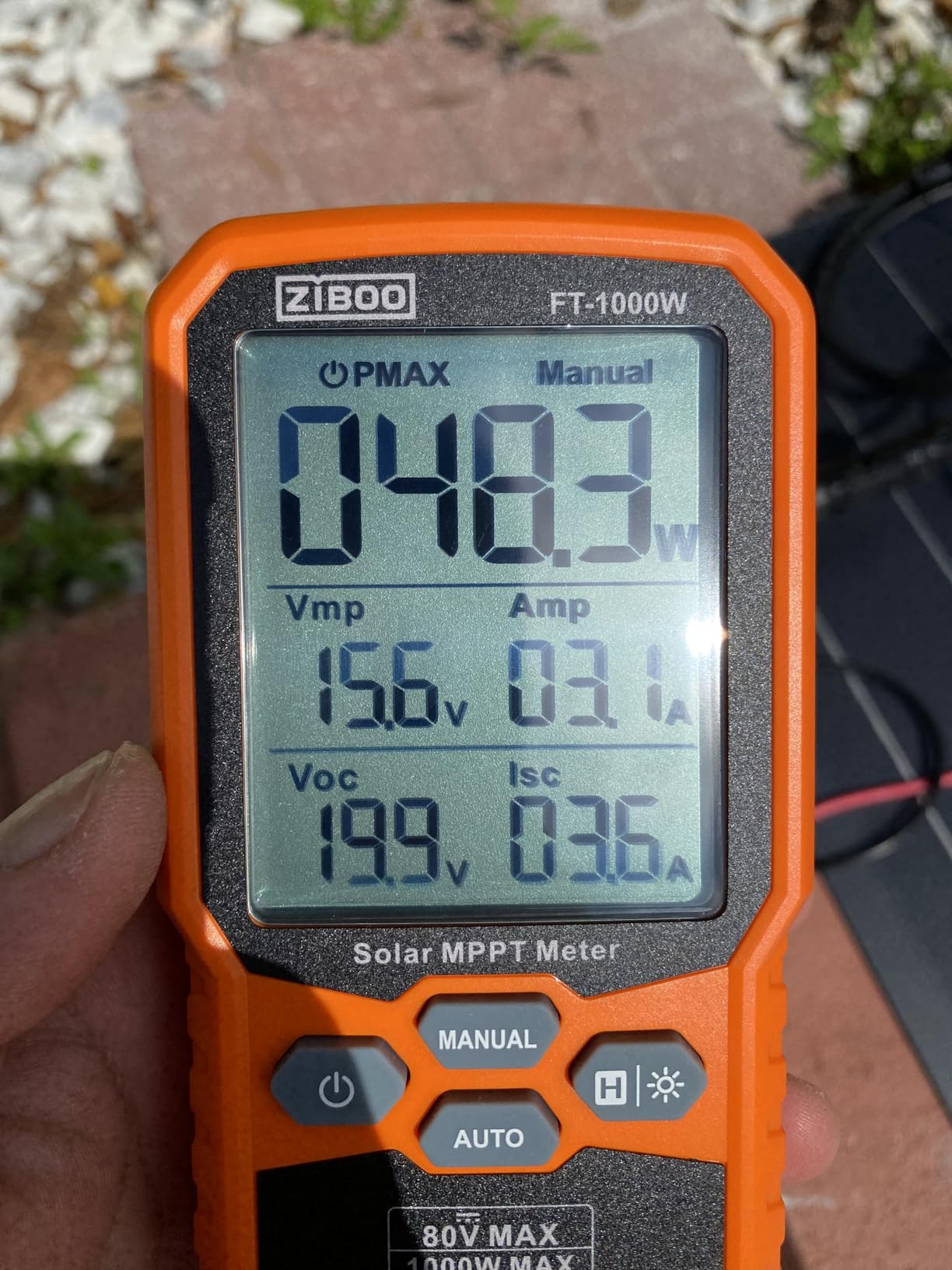 ZIBOO FT-1000W Solar Panel Tester MPPT Meter - 1000W Max Power, 80V/35A PV Module Tester for Voc/Isc, Open Circuit Voltage & Short Circuit Current, with Backlight & Data Hold customer photo 1