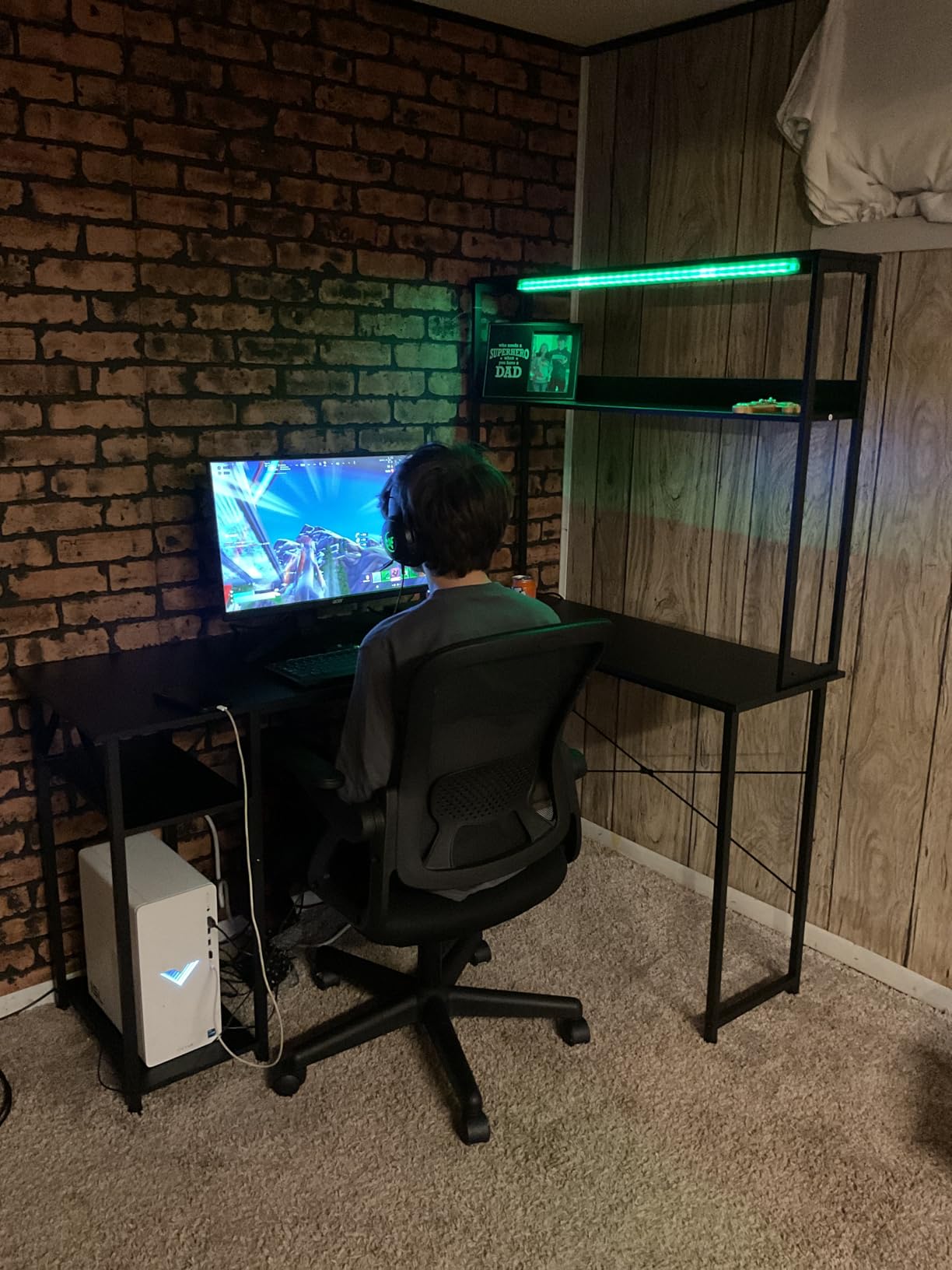 ODK 53 Inch L Shaped Gaming Desk with Hutch & Headphone Hook customer photo 1