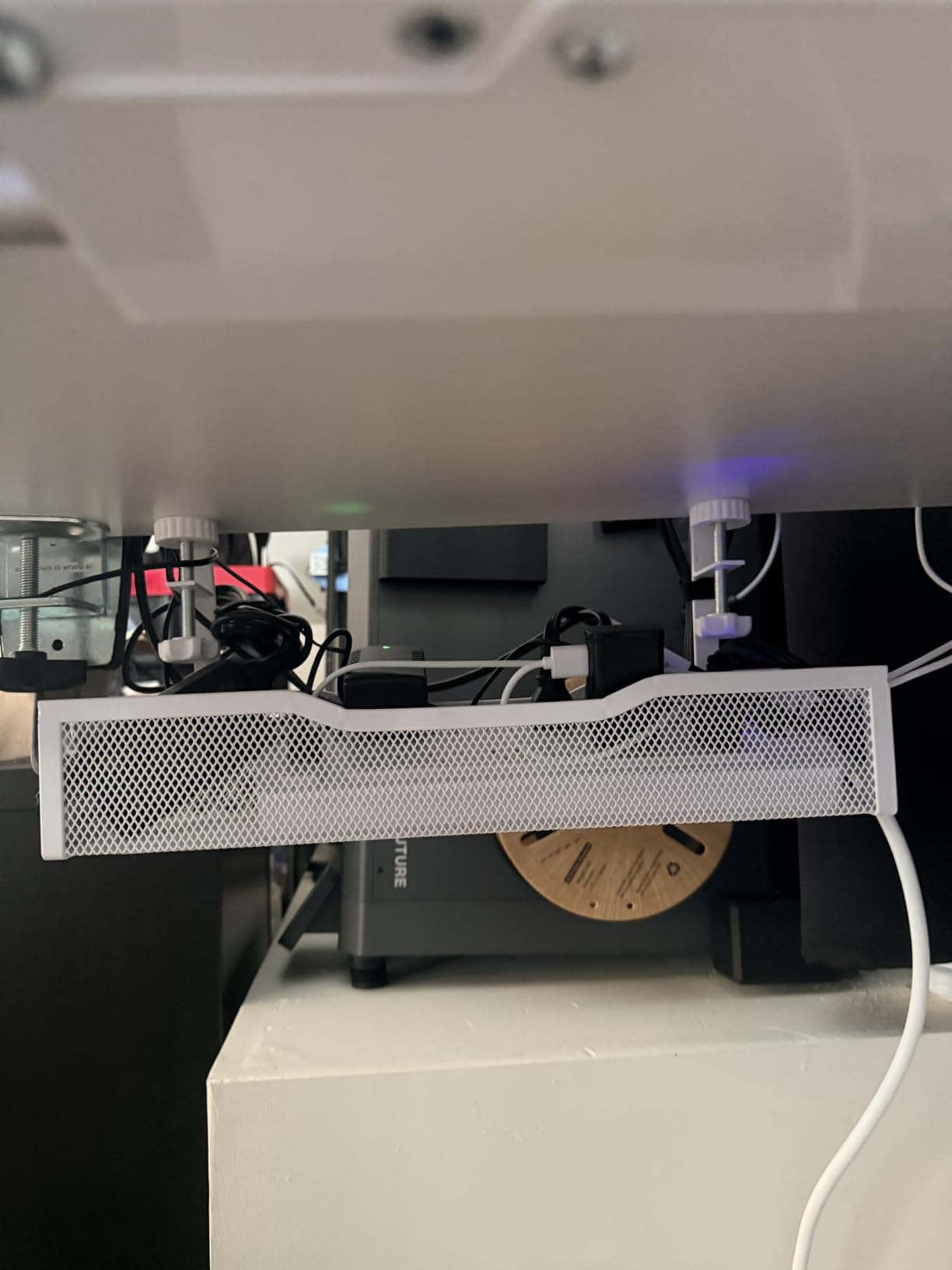 Under Desk Cable Management Tray, No Drill Mesh Cable Tray Cord Organizer customer photo 1