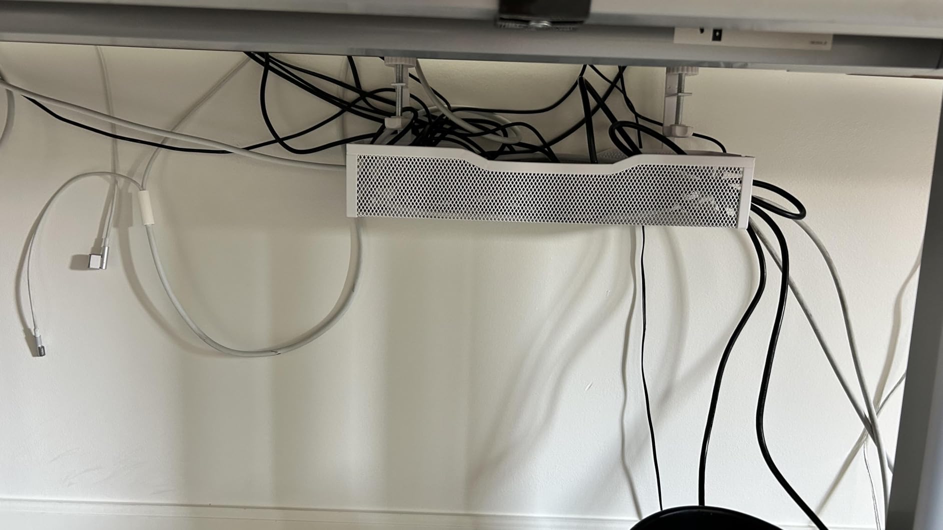 Under Desk Cable Management Tray, No Drill Mesh Cable Tray Cord Organizer customer photo 2