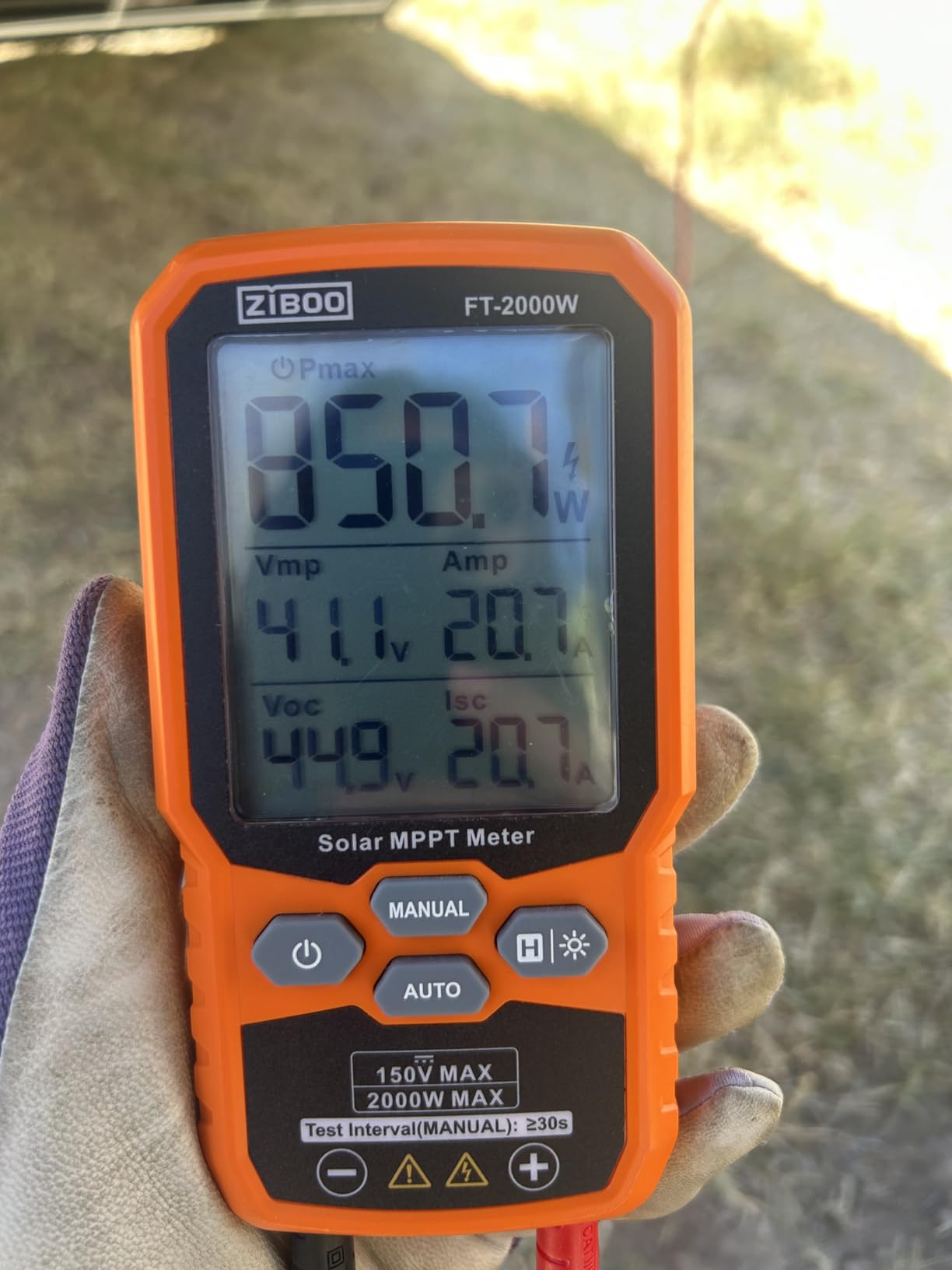 ZIBOO FT-2000W Solar Panel Tester MPPT Meter - 2000W Max Power, 150V/35A PV Module Tester for Voc/Isc, Open Circuit Voltage & Short Circuit Current, with Backlight & Data Hold customer photo 2