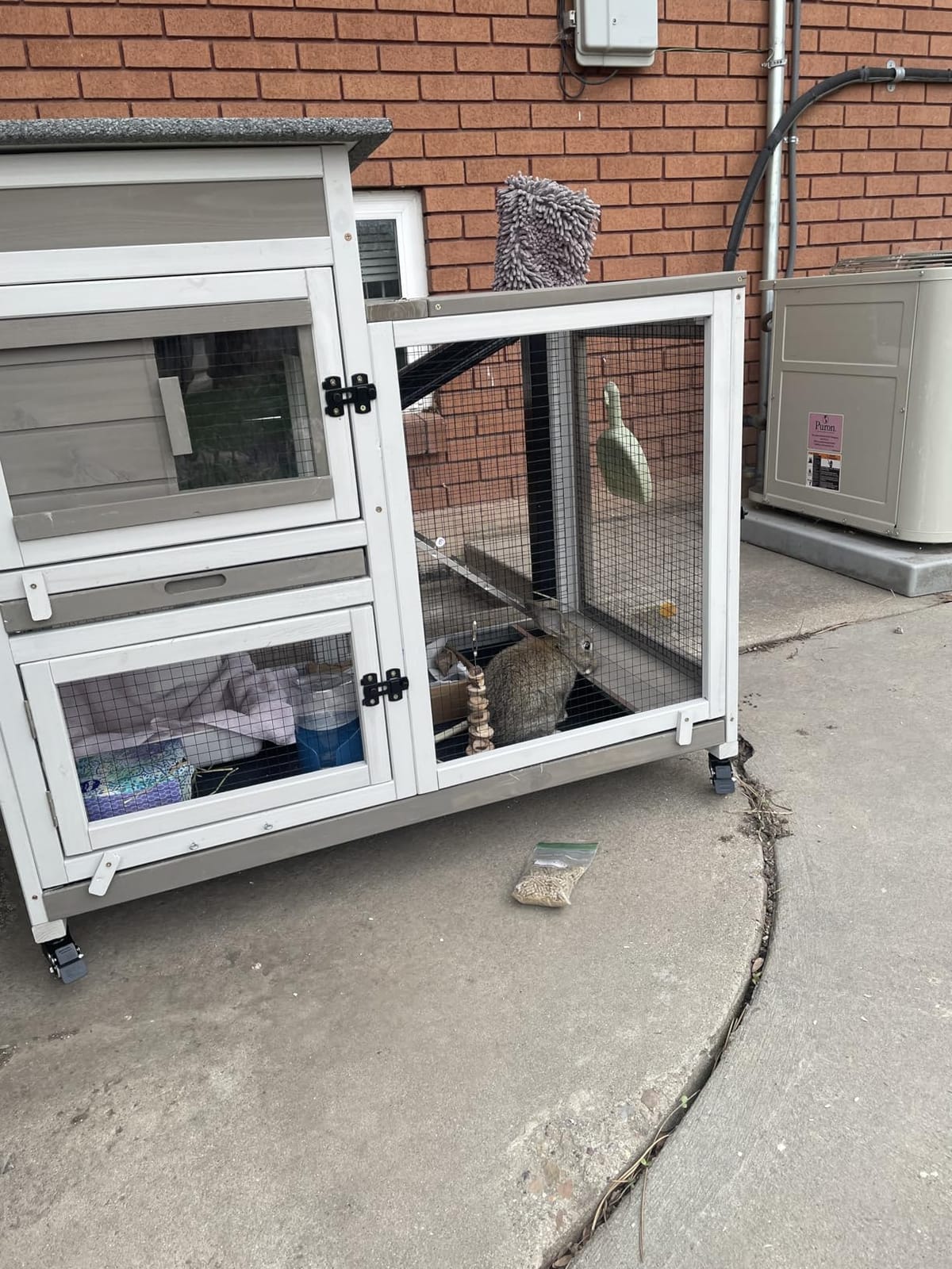 2 Story Rabbit Hutch Outdoor Indoor, Wooden Bunny Cage with 6 Lockable Wheels, 3 Removable No Leakage Pull Out Trays, Chew-Proof Ramp & Waterproof Roof, Ideal for Rabbit & Guinea Pig customer photo 1