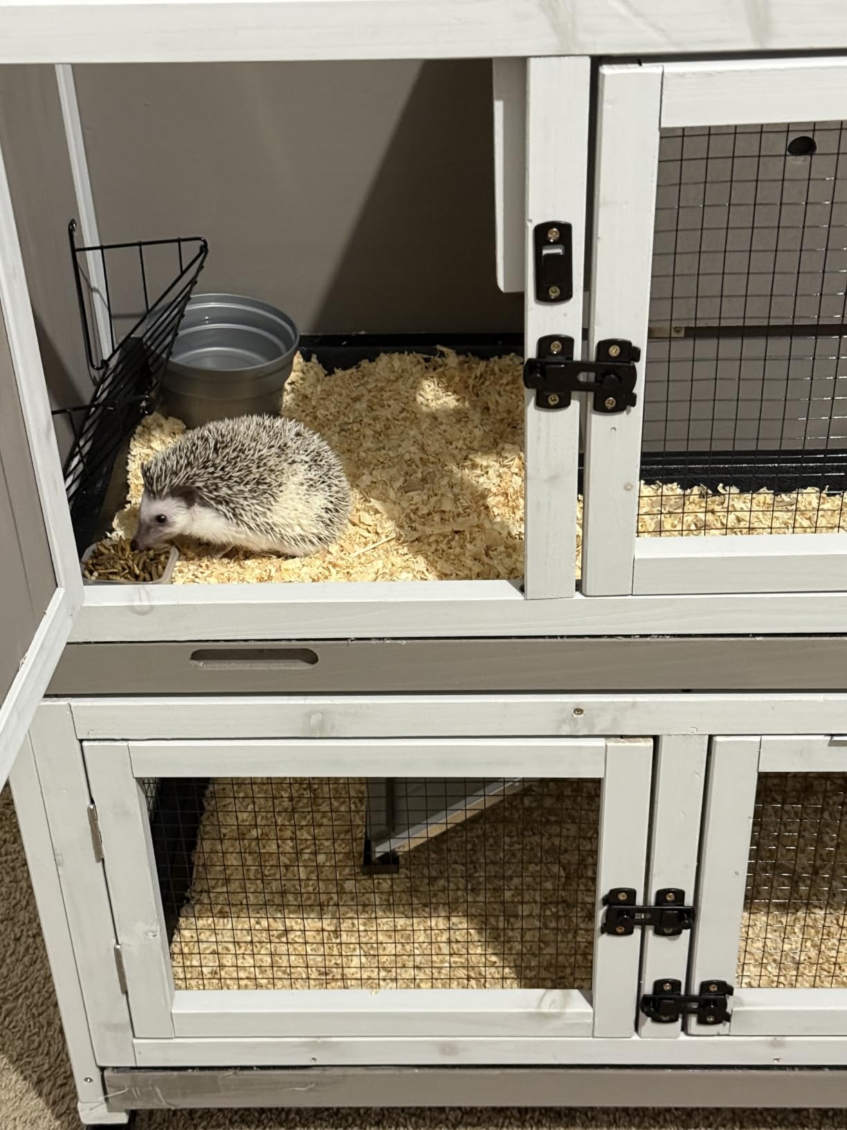 2 Story Rabbit Hutch Outdoor Indoor, Wooden Bunny Cage with 6 Lockable Wheels, 3 Removable No Leakage Pull Out Trays, Chew-Proof Ramp & Waterproof Roof, Ideal for Rabbit & Guinea Pig customer photo 2
