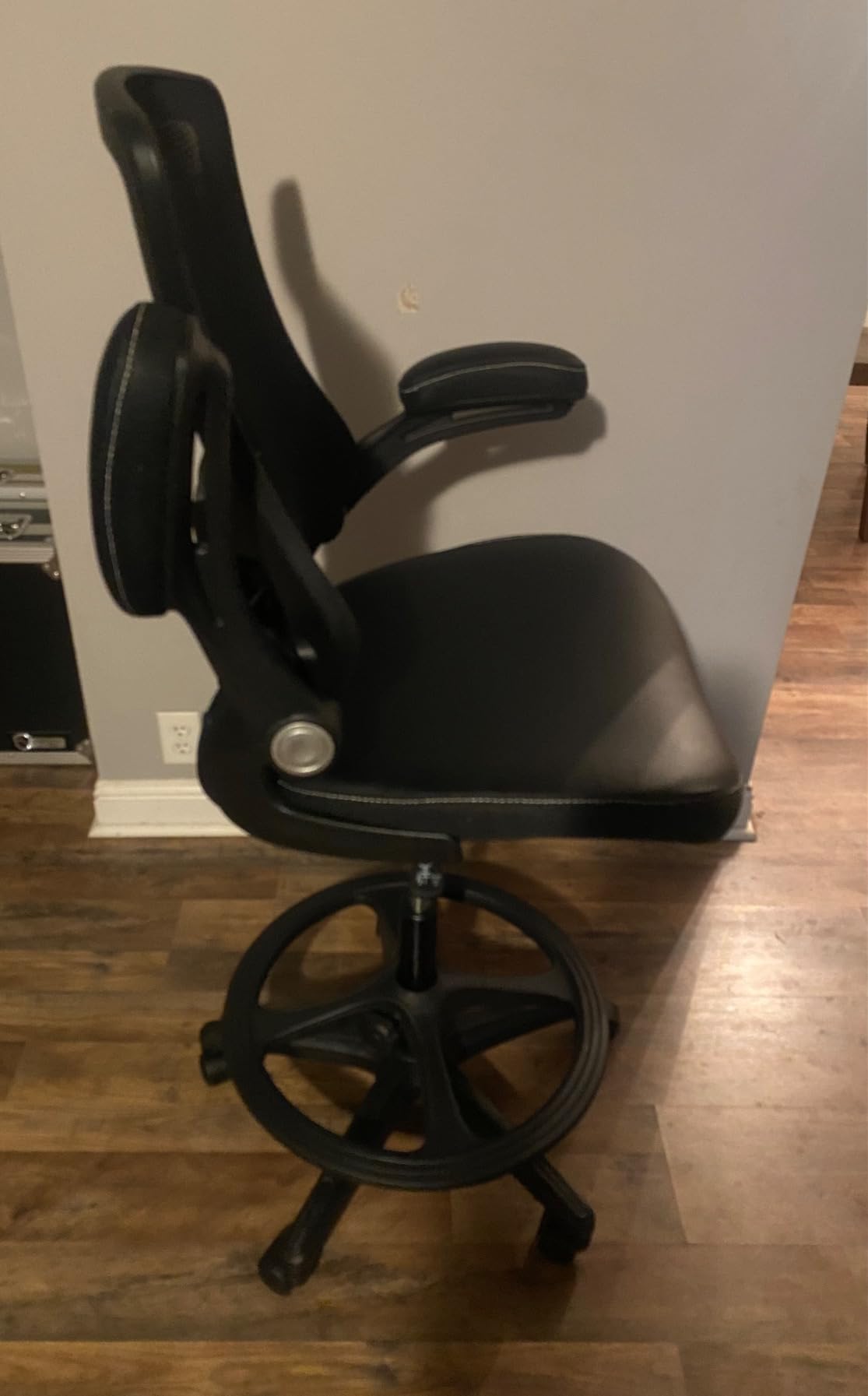 BestOffice Drafting Chair Ergonomic Tall Office Chair Standing Desk Chair with Flip Up Arms Foot Rest Back Support Adjustable Height Mesh Drafting Stool, Dark Black customer photo 2