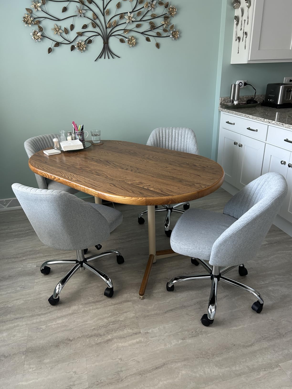 DUMOS Comfy Office Desk Chair, Armless Computer Vanity Chair customer photo 1