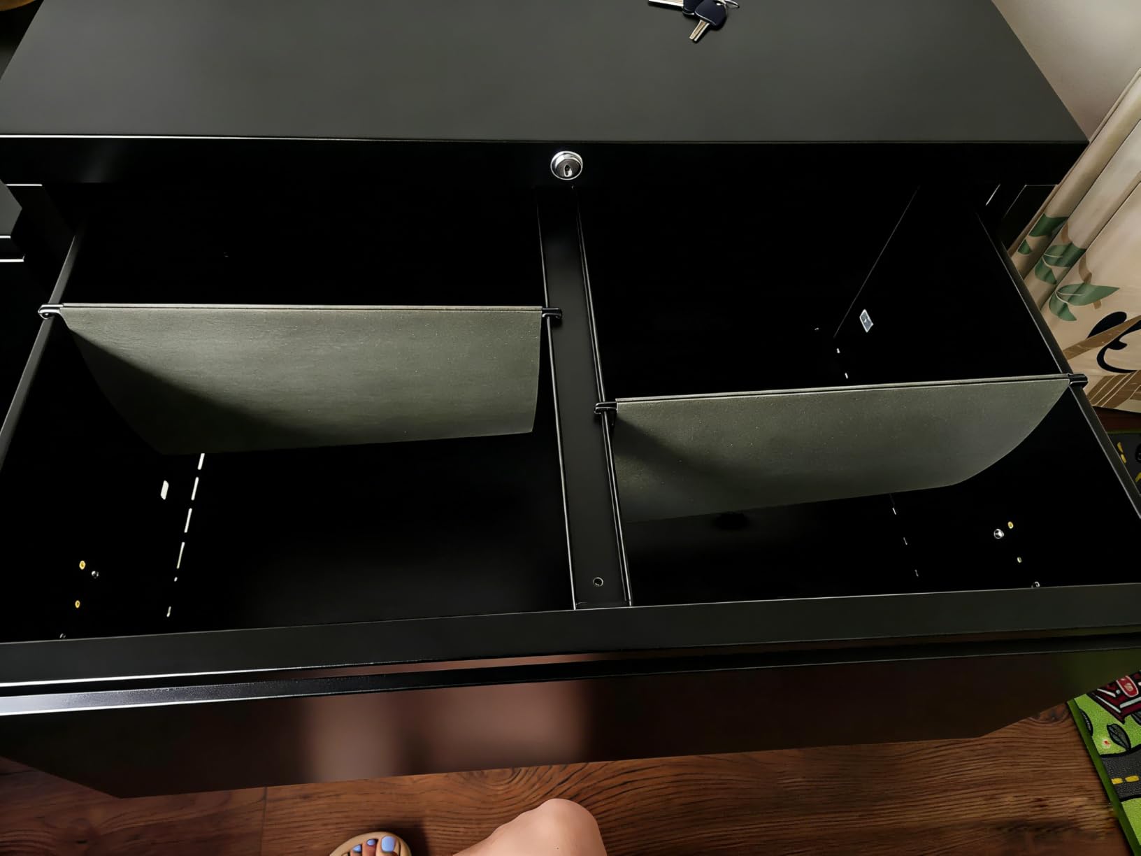 Greenvelly 2 Drawer File Cabinet, Black Lateral File Cabinet with Lock,Metal Filing Cabinet for Home Office, Lockable File Cabinets for Legal/Letter/A4/F4 Size with Hanging Files&Key customer photo 2