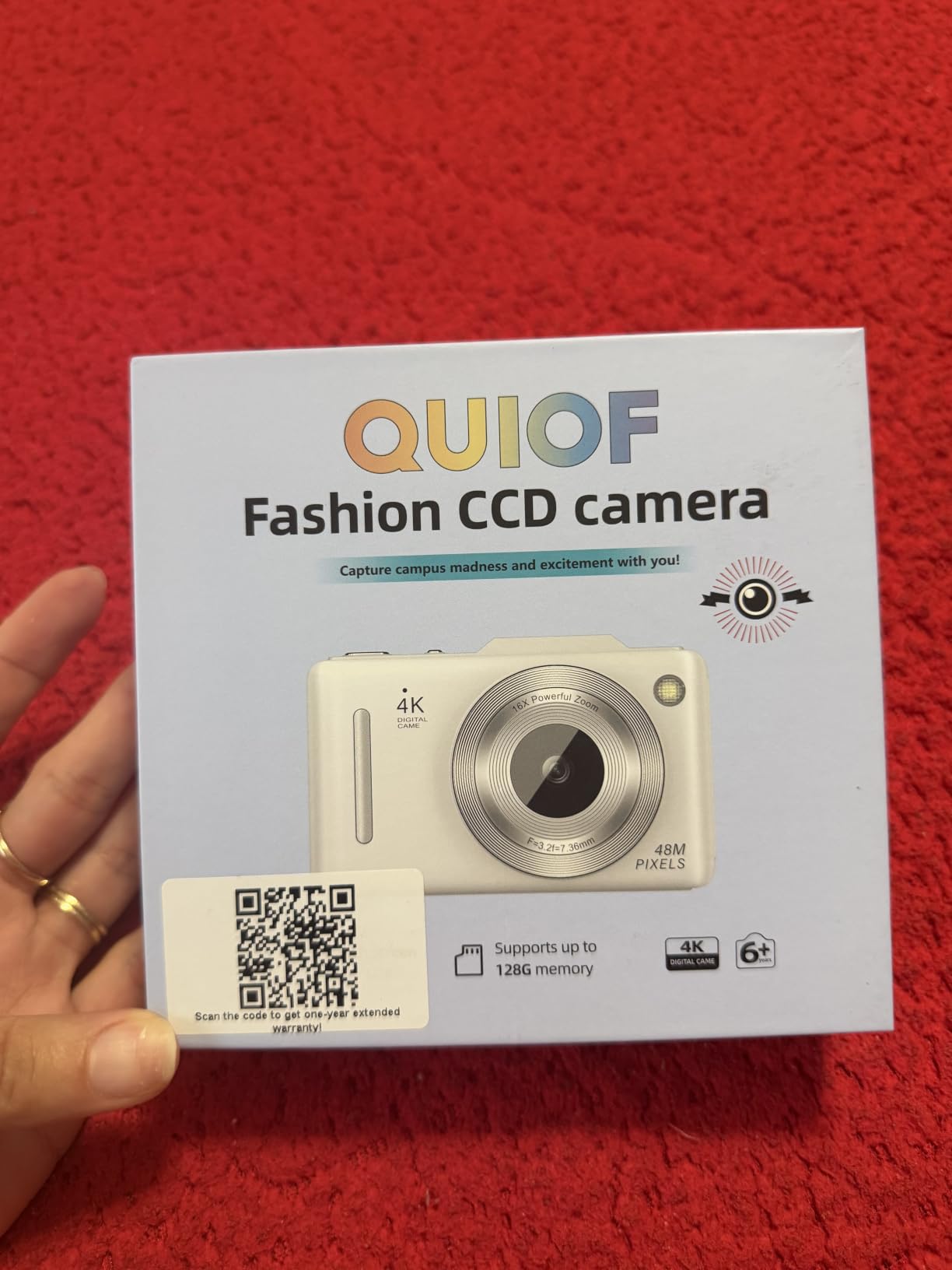 Digital Camera 4K Autofocus Vlogging Camera for Photography with 16X Zoom Anti Shake, 32GB Card, 48MP Compact Portable Point and Shoot Camera Gift for Kids Boys Girls Beginner（White） customer photo 1