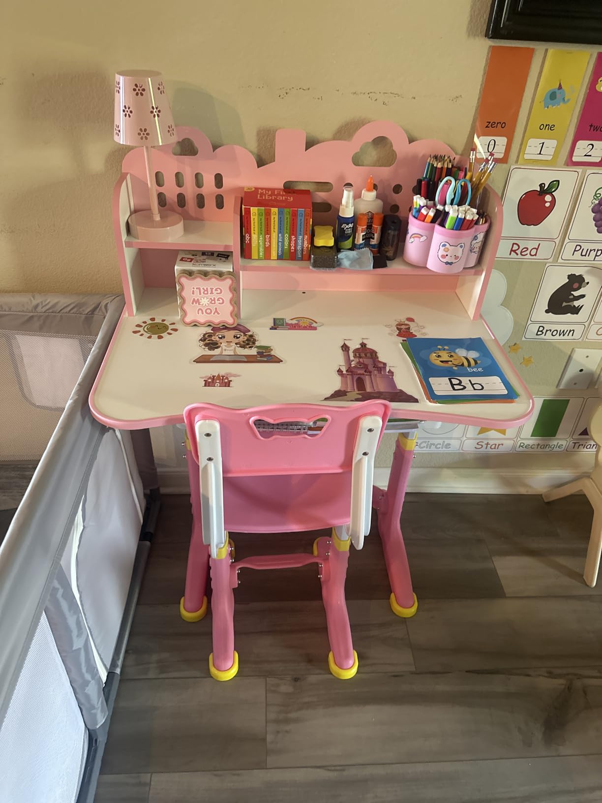 Kids Desk and Chair Set 5-14, Solid Wood Height Adjustable Ergo Study Desk customer photo 1